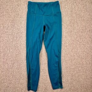 Athleta Lightning 7/8 Tight XS Teal High Rise Mesh Running Leggings EUC